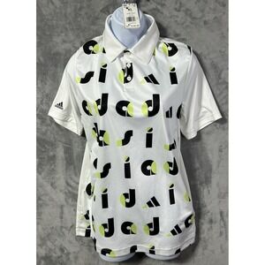 Adidas Boys Polo Shirt Youth XL 15–16Y White Logo Print HC0251 NWT